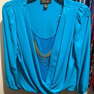 Thalia Sodi Size small beautiful turquoise top with attached necklace